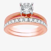 Womens 1 CT. T.W. Natural White Diamond 10K Rose Gold Round Solitaire Bridal Set