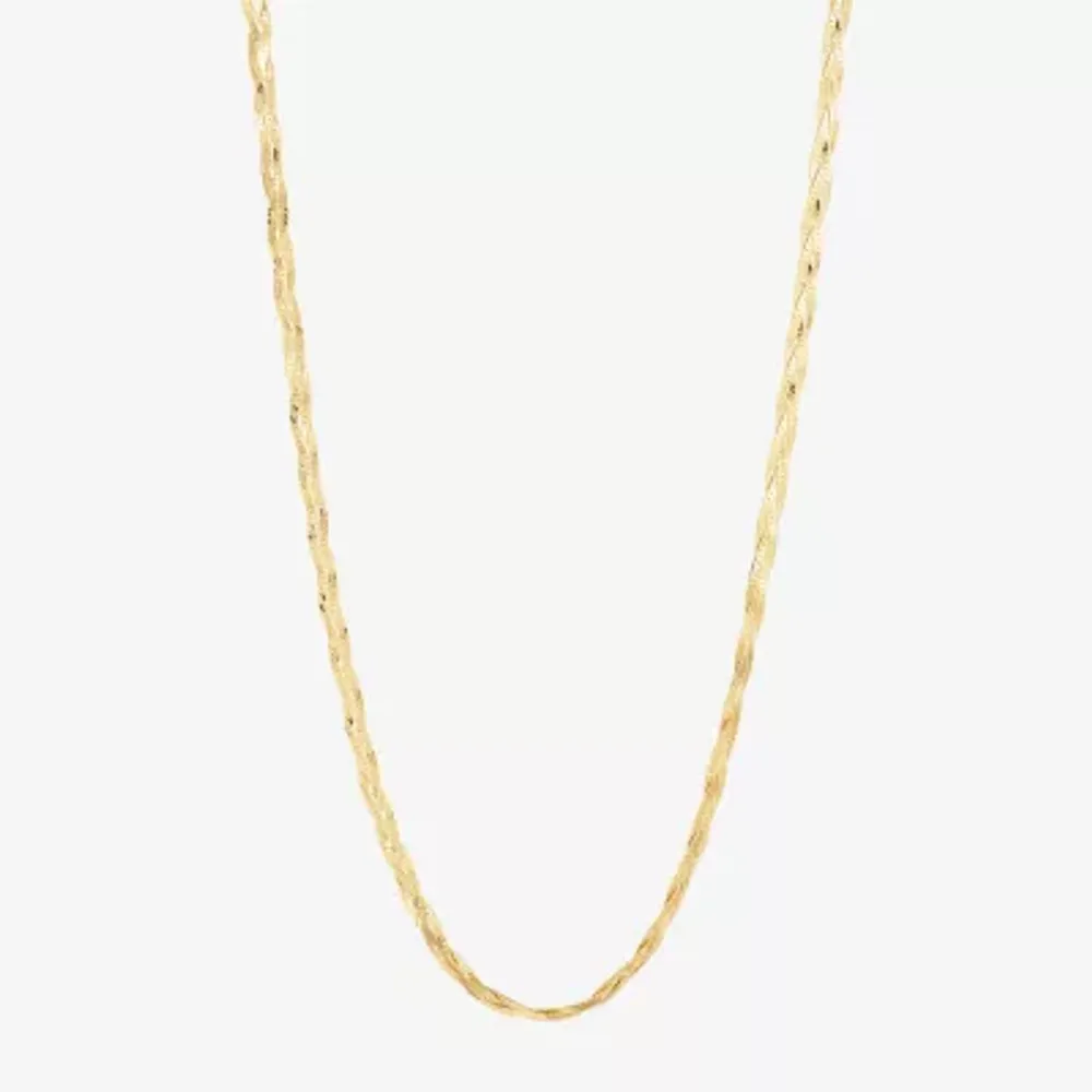 Made in Italy 10K Gold 18 Inch Solid Herringbone Chain Necklace