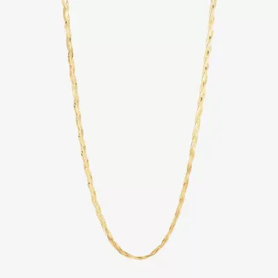 Made in Italy 10K Gold 18 Inch Solid Herringbone Chain Necklace