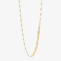 Made in Italy 10K Gold 18 Inch Solid Herringbone Chain Necklace