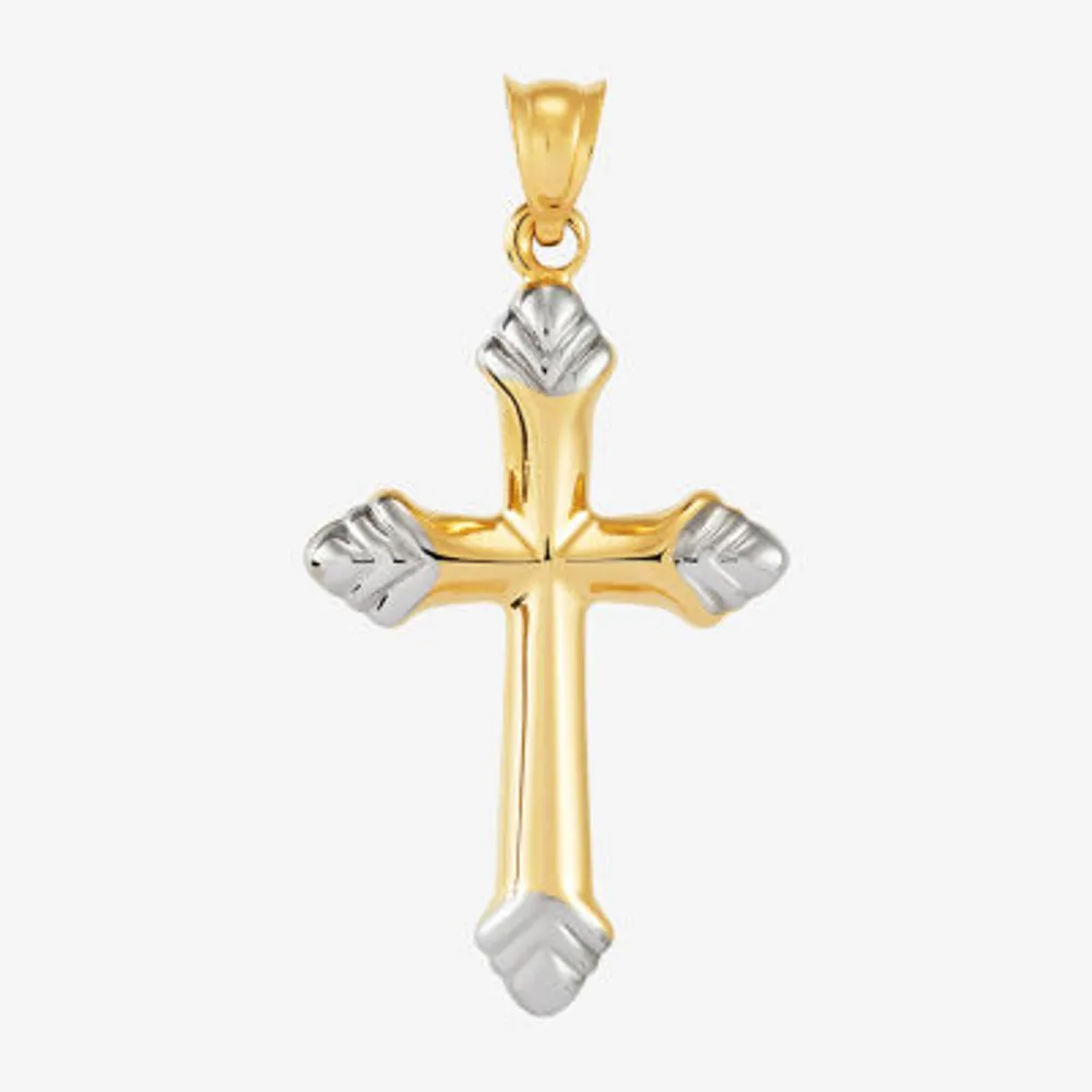 Unisex Adult 14K Two Tone Gold Cross Pendant