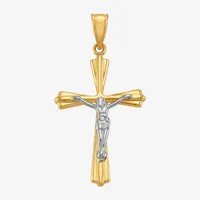 Religious Jewelry Crucifix Unisex Adult 14K Two Tone Gold Cross Pendant