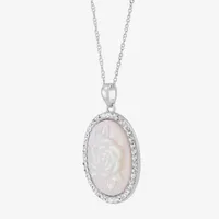 Cameo Womens Pink Mother Of Pearl Sterling Silver Flower Pendant Necklace