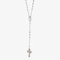 Womens Pink Mother Of Pearl Sterling Silver Rosary Necklaces