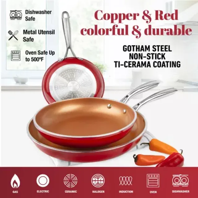 Gotham Steel Hammered Copper 3-Pc. Nonstick Fry Pan Set, Color: Copper -  JCPenney