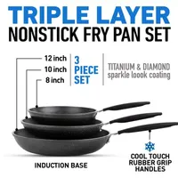 Granitestone 3-pc. Nonstick Fry Pan Set With Rubber Grip Handles