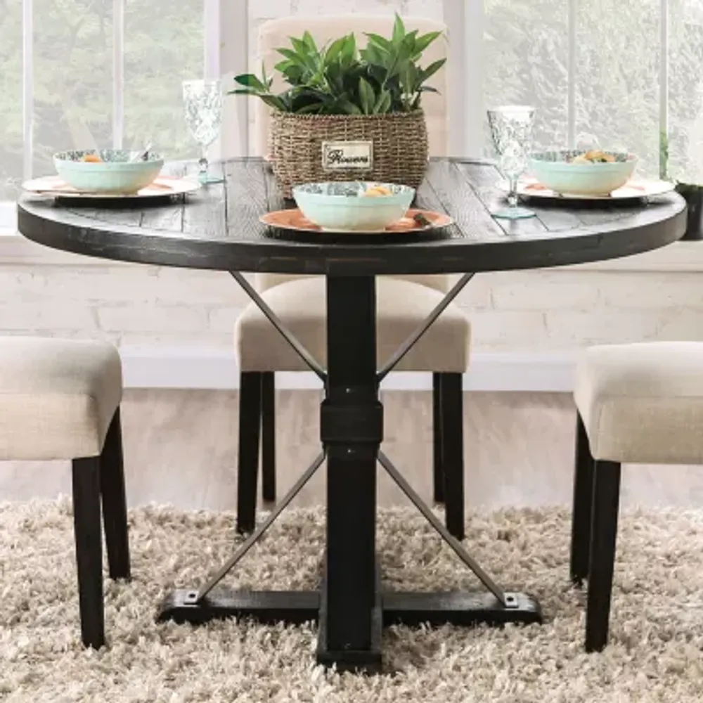 Nimitz Round Wood-Top Dining Table