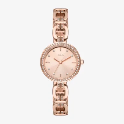 Relic By Fossil Womens Rose Goldtone Bracelet Watch Zr34650