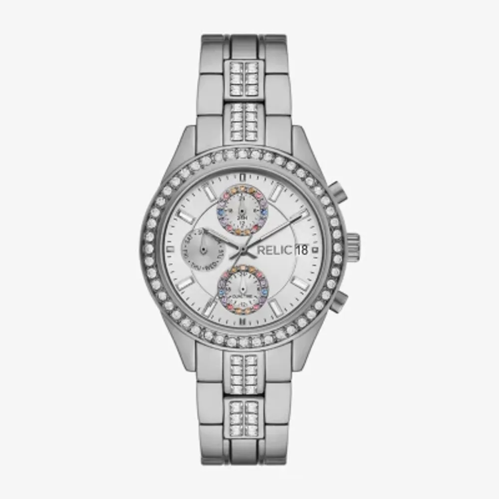 Relic By Fossil Unisex Adult Multi-Function Silver Tone Bracelet Watch Zr16012