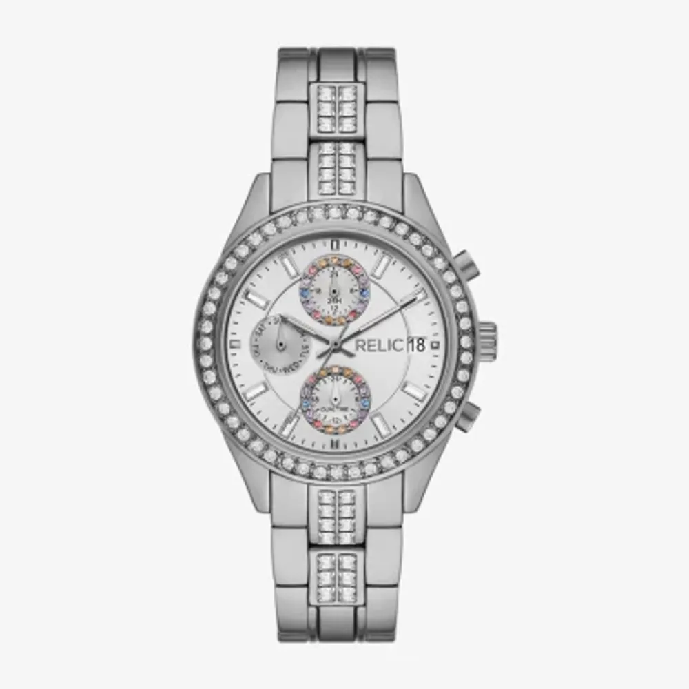 Relic By Fossil Womens Multi-Function Silver Tone Bracelet Watch Zr16012