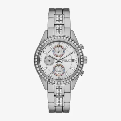 Relic By Fossil Unisex Adult Multi-Function Silver Tone Bracelet Watch Zr16012