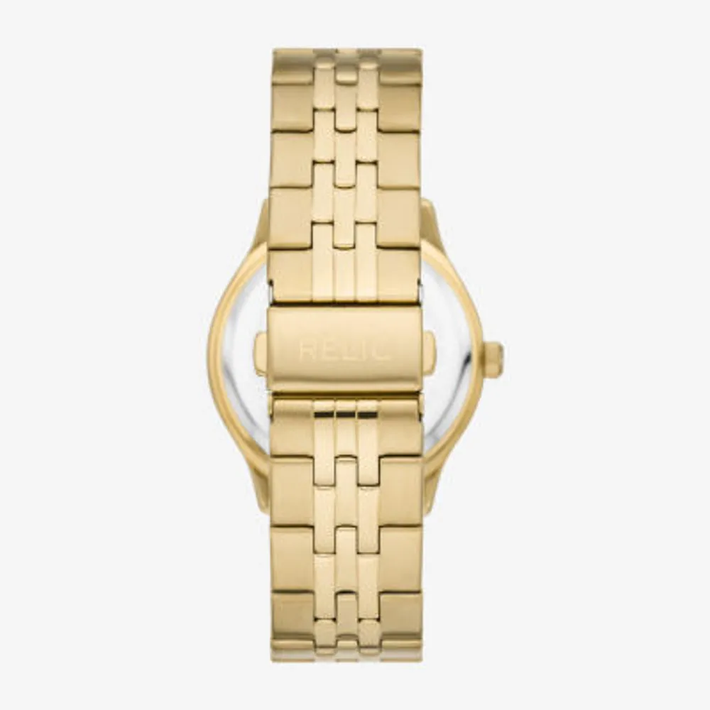 Relic By Fossil Womens Multi-Function Gold Tone Stainless Steel Bracelet Watch Zr16013