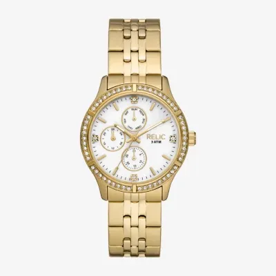 Relic By Fossil Unisex Adult Multi-Function Gold Tone Stainless Steel Bracelet Watch Zr16013