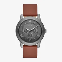 Relic By Fossil Mens Multi-Function Brown Leather Strap Watch Zr16021