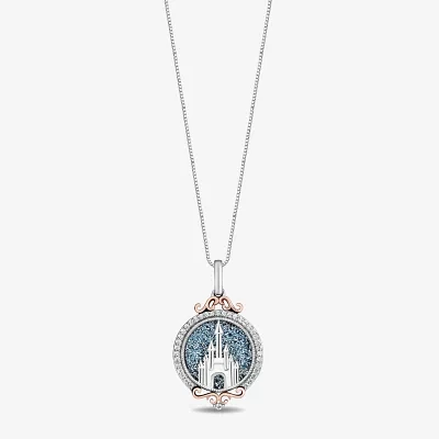 Enchanted Disney Fine Jewelry Womens 1/8 CT.T.W. Natural Diamond 14K Gold Over Silver Sterling Silver Princess Pendant Necklace