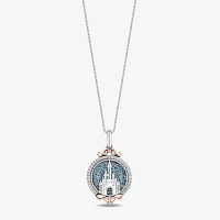 Enchanted Disney Fine Jewelry Womens 1/8 CT.T.W. Natural Diamond 14K Gold Over Silver Sterling Silver Princess Pendant Necklace