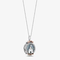 Enchanted Disney Fine Jewelry Womens 1/8 CT.T.W. Natural Diamond 14K Gold Over Silver Sterling Silver Princess Pendant Necklace