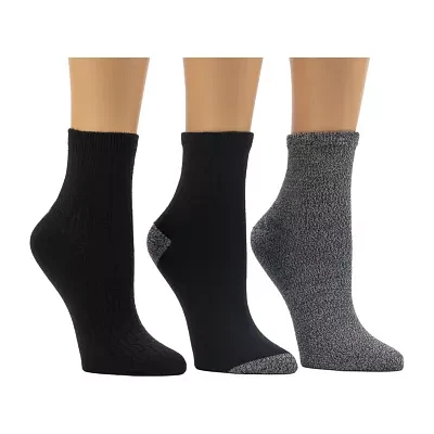 Cuddl Duds Vertical Texture 3-pc. Quarter Ankle Socks Womens