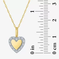 (G-H / I1-I2) Womens Diamond Accent Lab Grown White Diamond 10K Gold Heart Pendant Necklace