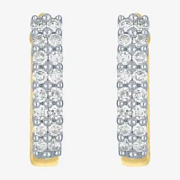 (G-H / I1-I2) 1/3 CT. T.W. Lab Grown White Diamond 10K Gold 13.8mm Hoop Earrings