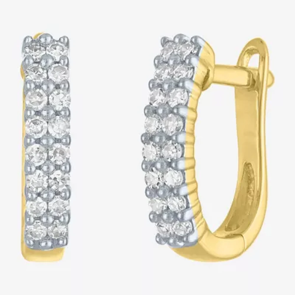 (G-H / I1-I2) 1/3 CT. T.W. Lab Grown White Diamond 10K Gold 13.8mm Hoop Earrings