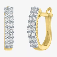 (G-H / I1-I2) 1/3 CT. T.W. Lab Grown White Diamond 10K Gold 13.8mm Hoop Earrings