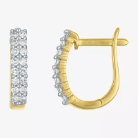 (G-H / I1-I2) 1/3 CT. T.W. Lab Grown White Diamond 10K Gold 13.8mm Hoop Earrings
