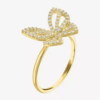 (G-H / I1-I2) Womens 1/3 CT. T.W. Lab Grown White Diamond 10K Gold Butterfly Cocktail Ring