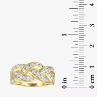 (G-H, I1-I2) Womens 1 CT. T.W. Lab Grown White Diamond 10K Gold Crossover Cocktail Ring