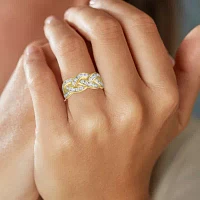 (G-H, I1-I2) Womens 1 CT. T.W. Lab Grown White Diamond 10K Gold Crossover Cocktail Ring
