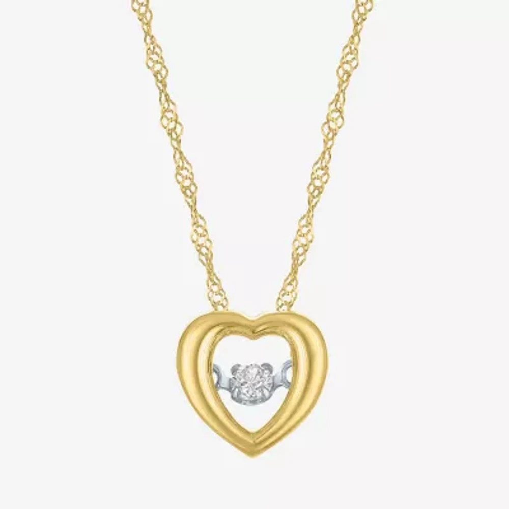 G-H/I1-I2) Womens Diamond Accent Lab Grown White Diamond 10K Gold Heart Pendant Necklace