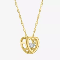 G-H/I1-I2) Womens Diamond Accent Lab Grown White Diamond 10K Gold Heart Pendant Necklace