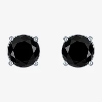 10 Ct.T.W. Natural Black Diamond 14K White Gold 11mm Round Stud Earrings