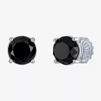 10 Ct.T.W. Natural Black Diamond 14K White Gold 11mm Round Stud Earrings