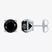 10 Ct.T.W. Natural Black Diamond 14K White Gold 11mm Round Stud Earrings