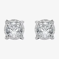 (G-H / Si1-Si2) 1 CT. T.W. Lab Grown White Diamond Sterling Silver 8.7mm Round Stud Earrings