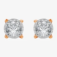 (G / Si1-Si2) 1 CT. T.W. Lab Grown White Diamond 14K Rose Gold Over Silver 8.7mm Round Stud Earrings