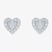 (G-H / I1-I2) 1/4 CT. T.W. Lab Grown White Diamond Sterling Silver Heart Stud Earrings