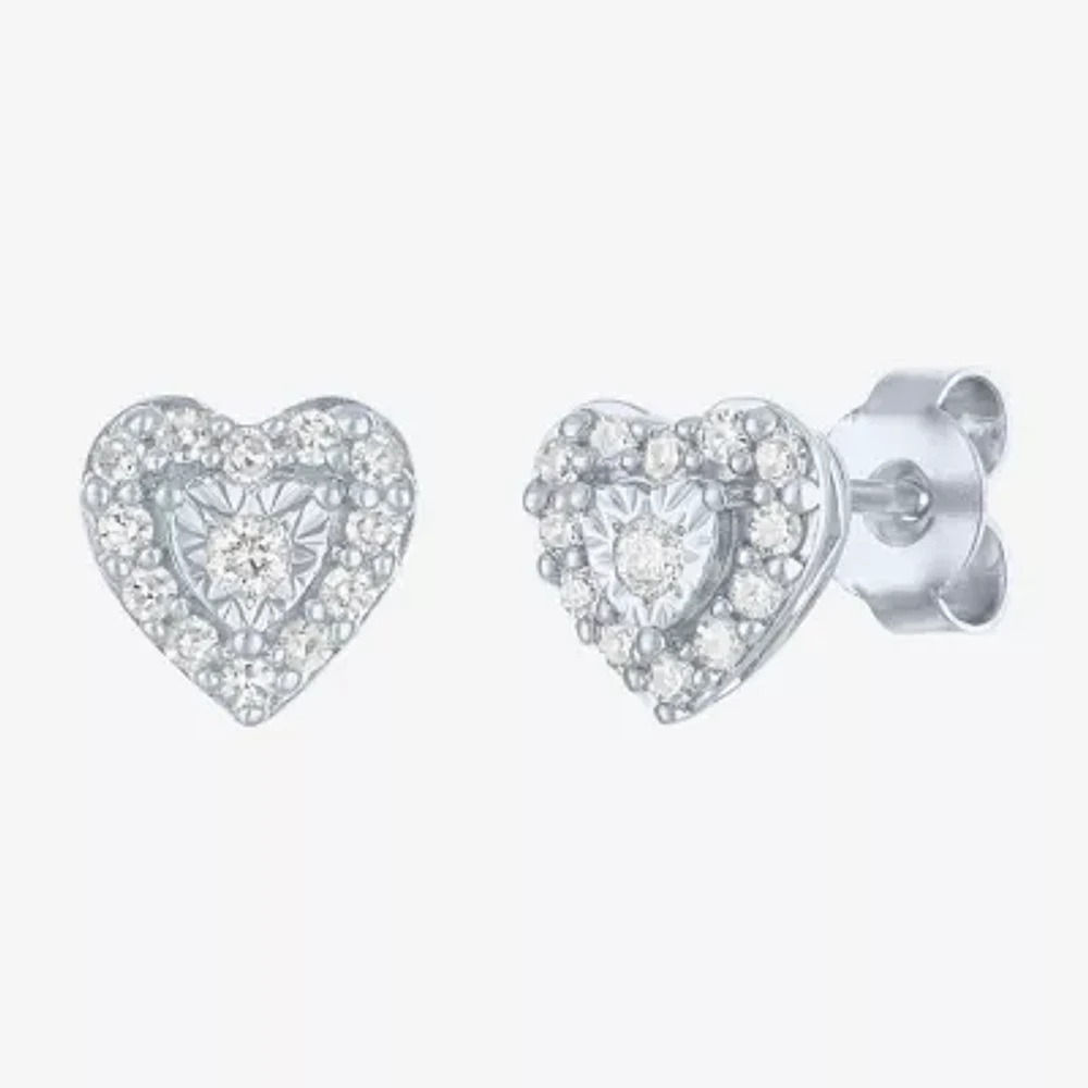 (G-H / I1-I2) 1/4 CT. T.W. Lab Grown White Diamond Sterling Silver Heart Stud Earrings