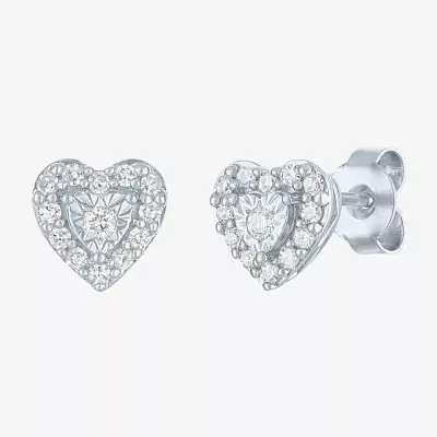 (G-H / I1-I2) 1/4 CT. T.W. Lab Grown White Diamond Sterling Silver Heart Stud Earrings