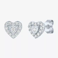 (G-H / I1-I2) 1/4 CT. T.W. Lab Grown White Diamond Sterling Silver Heart Stud Earrings