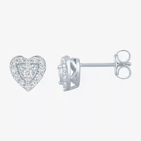 (G-H / I1-I2) 1/4 CT. T.W. Lab Grown White Diamond Sterling Silver Heart Stud Earrings