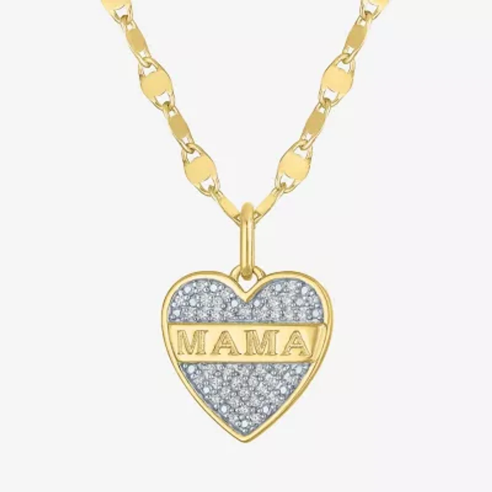 Diamond Addiction (G-H Womens 1/10 CT. T.W. Lab Grown White Diamond 14K Gold Over Silver Sterling Silver Heart Pendant Necklaces
