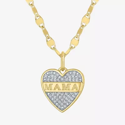 Diamond Addiction (G-H Womens 1/10 CT. T.W. Lab Grown White Diamond 14K Gold Over Silver Sterling Silver Heart Pendant Necklaces