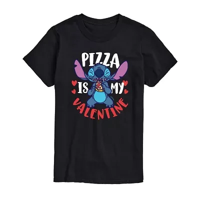 Mens Crew Neck Short Sleeve Lilo & Stitch Valentine's Day T-Shirt