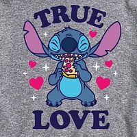 Mens Crew Neck Short Sleeve Lilo & Stitch Valentine's Day T-Shirt