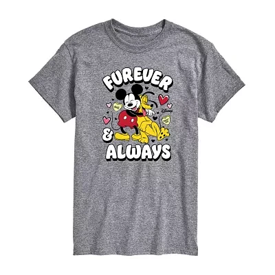 Mens Crew Neck Short Sleeve Mickey Mouse Valentine's Day T-Shirt