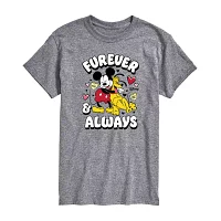 Mens Crew Neck Short Sleeve Mickey Mouse Valentine's Day T-Shirt