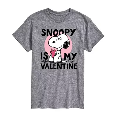 Mens Crew Neck Short Sleeve Peanuts Valentine's Day T-Shirt