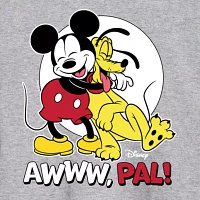 Mens Crew Neck Long Sleeve Mickey and Friends Valentine's Day T-Shirt
